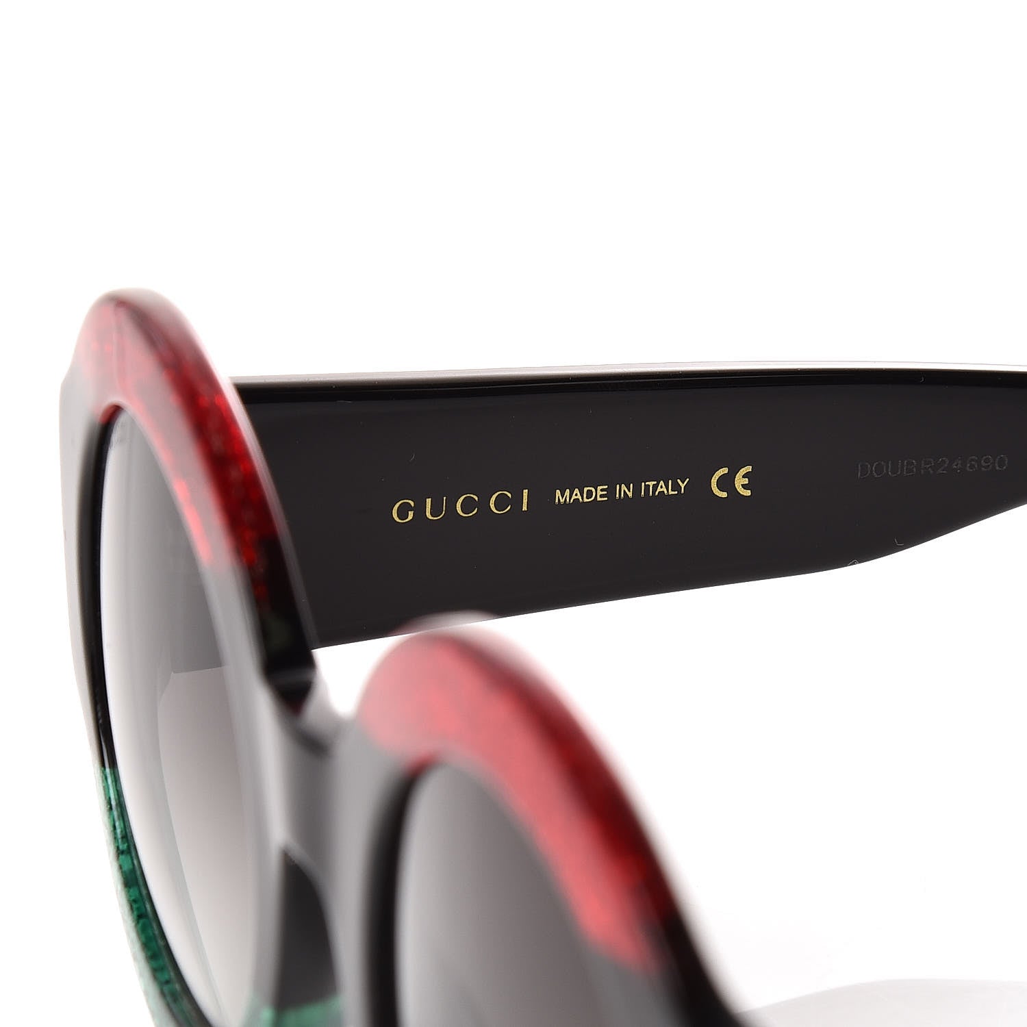 Gucci Acetate Round GG0084S Sunglasses Black Red Green 6 of 7