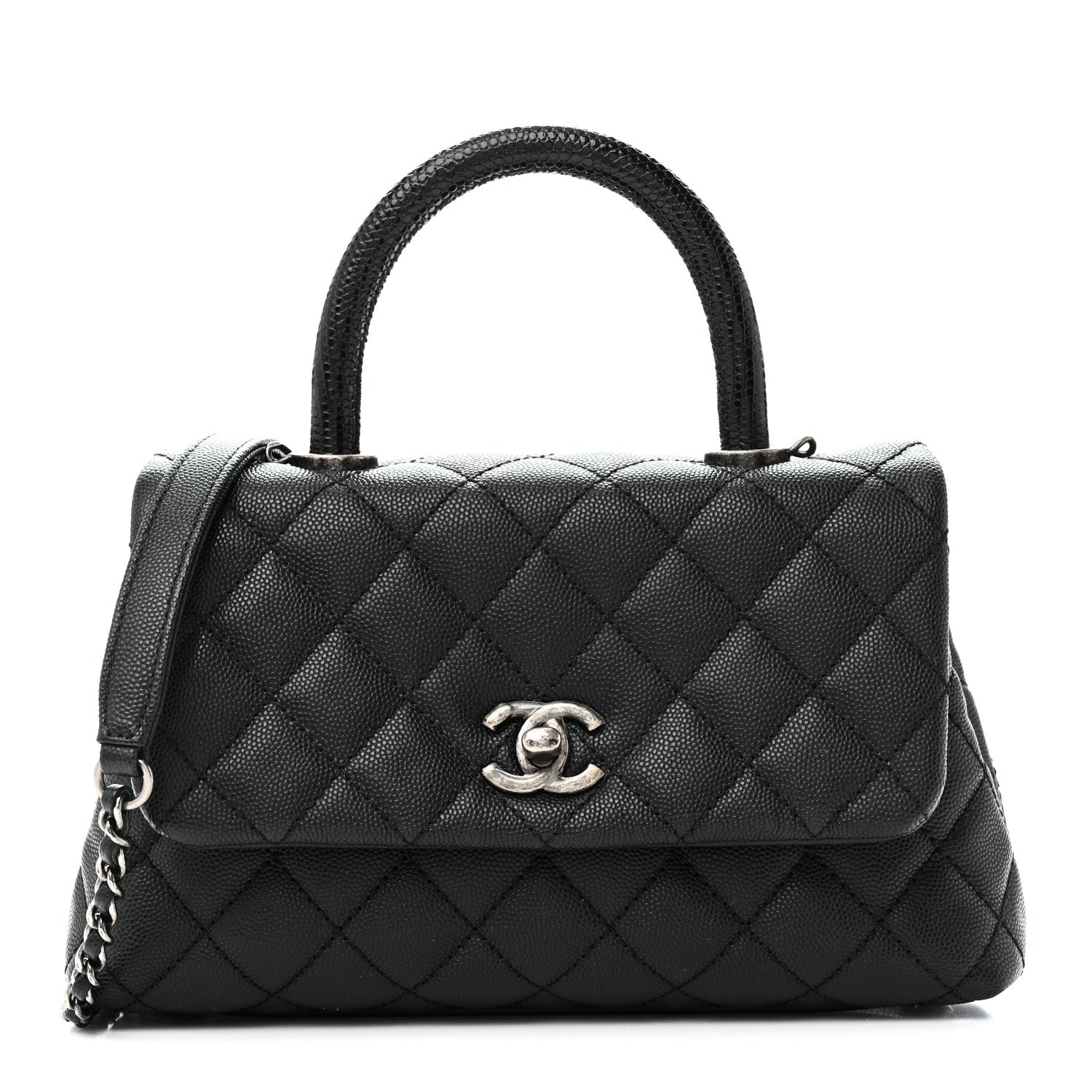 Chanel Caviar Lizard Embossed Quilted Mini Coco Handle Flap Black 1 of 11