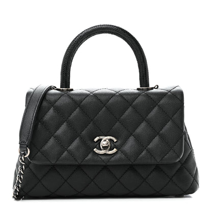 Chanel Caviar Lizard Embossed Quilted Mini Coco Handle Flap Black 1 of 11