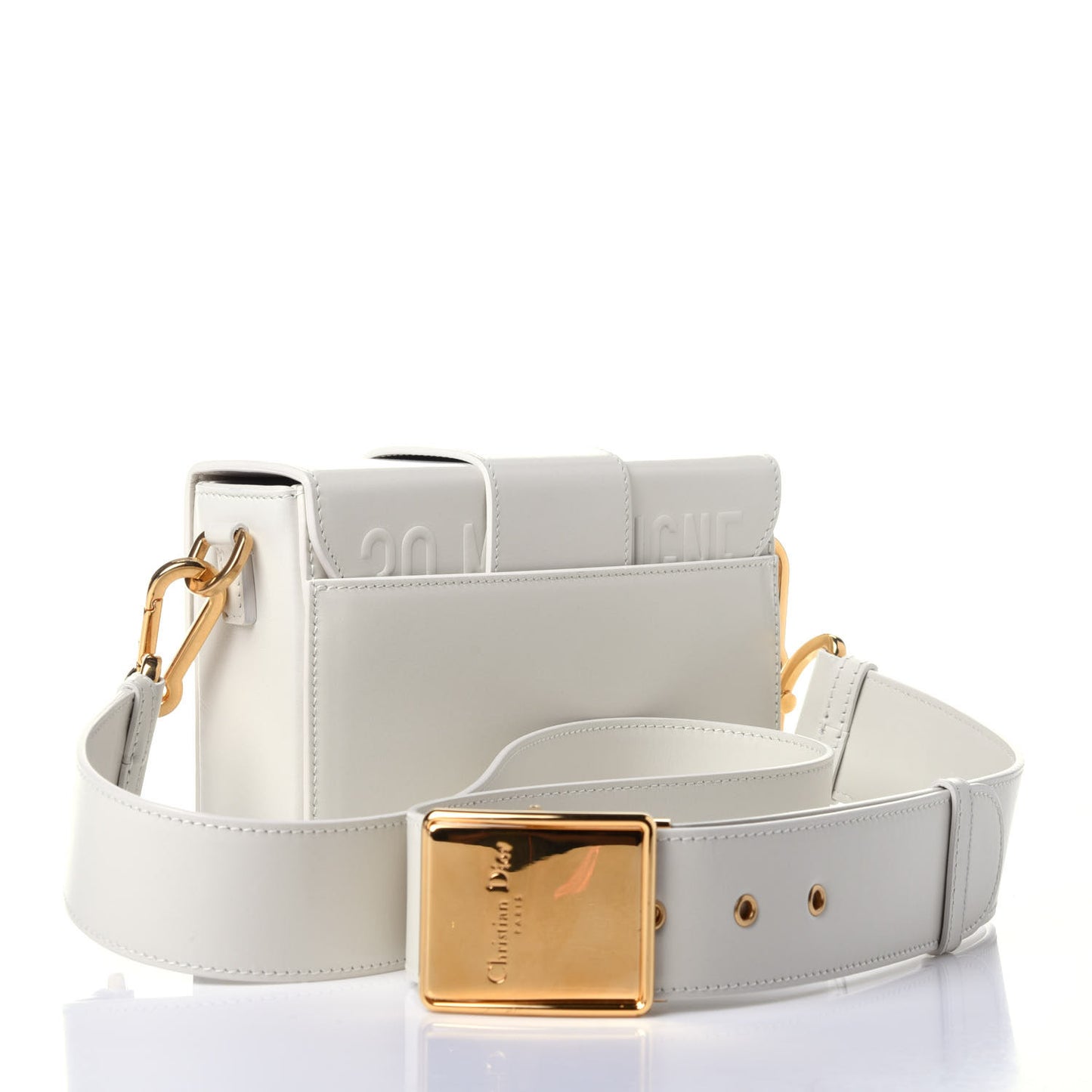 Smooth Calfskin 30 Montaigne Box Bag White