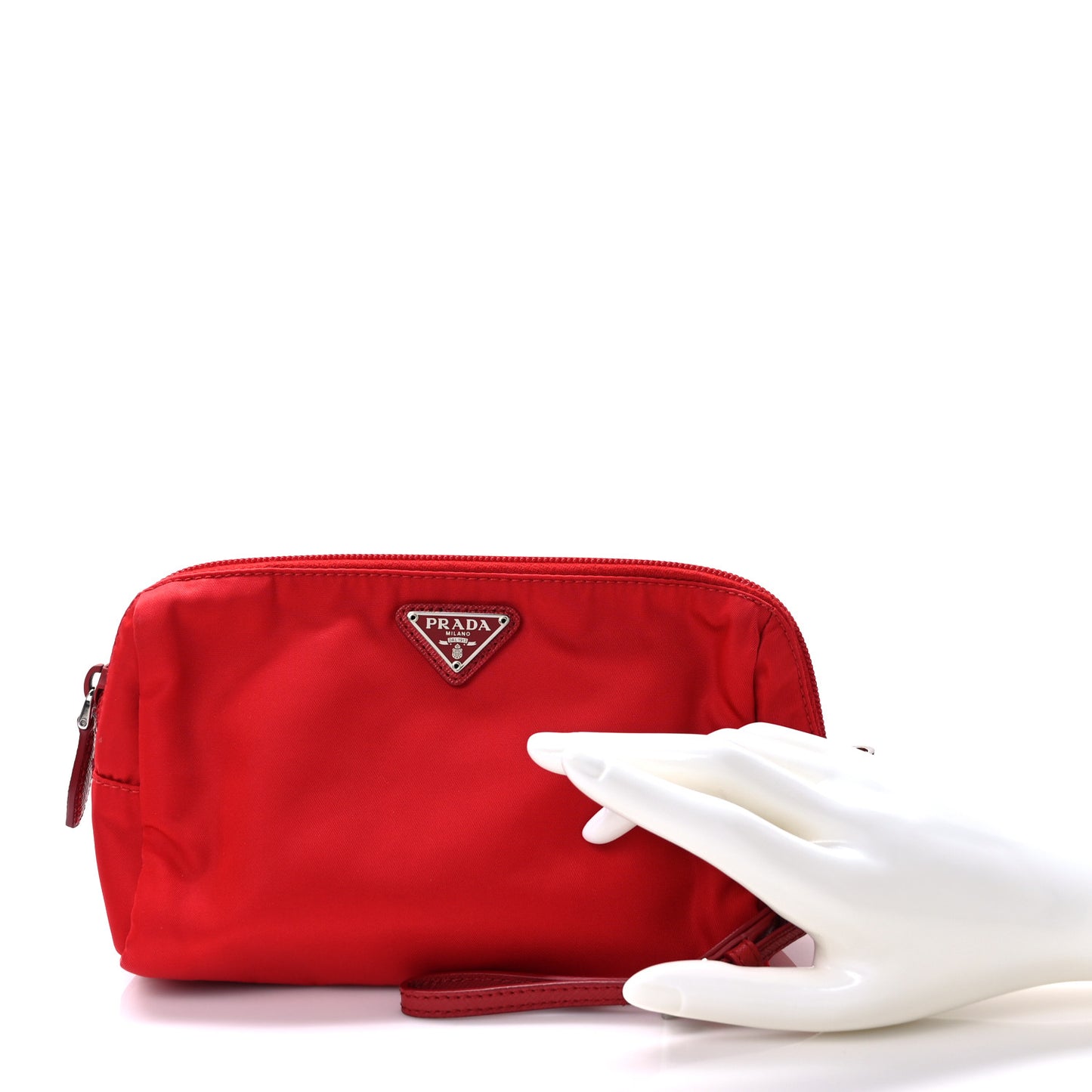 Tessuto Nylon Saffiano Wristlet Rosso