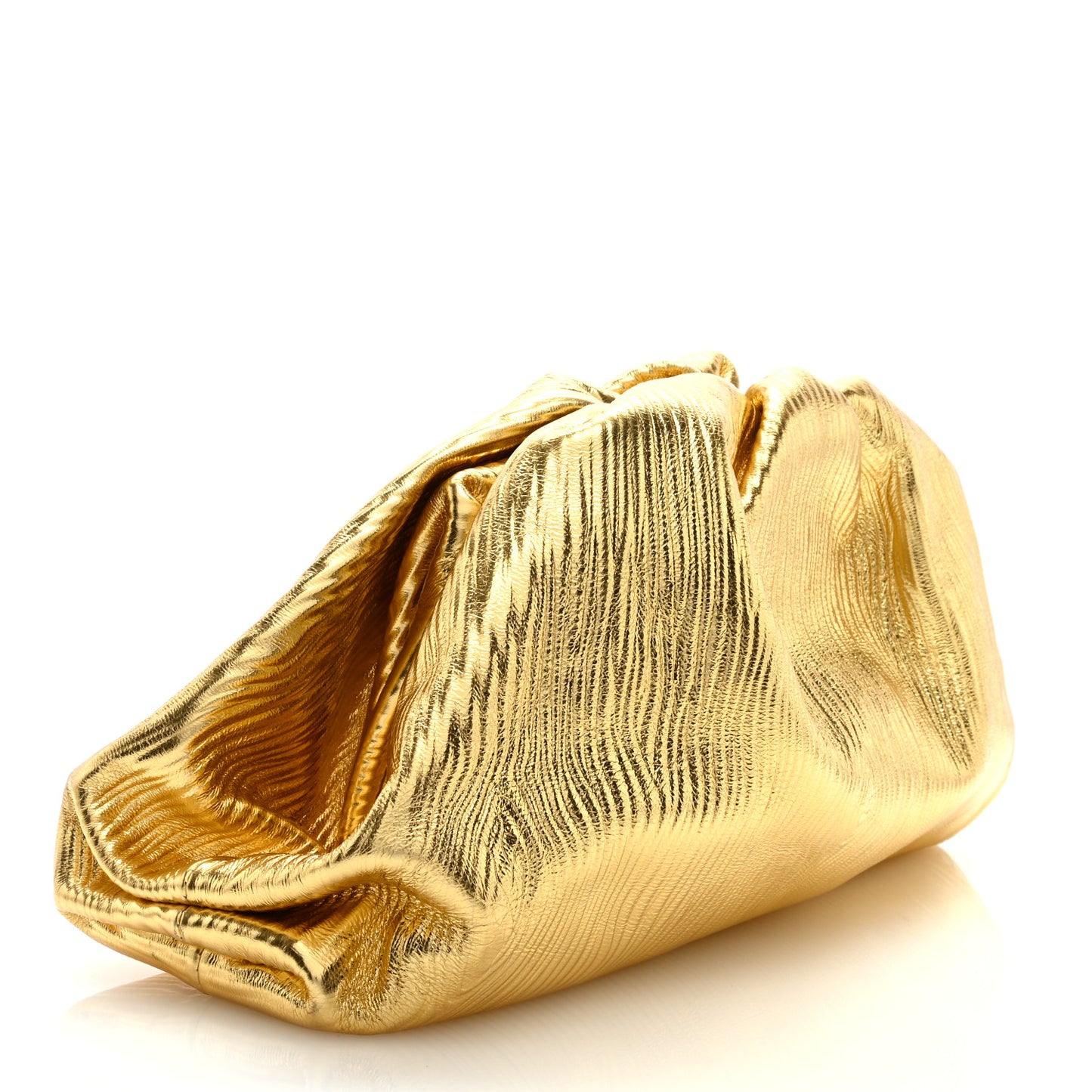 Metallic Bark Calfskin Embossed The Pouch Oversized Clutch Oro