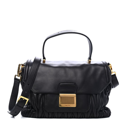 Miu Miu Nappa Matelasse Top Handle Flap Bag Black 1 of 4