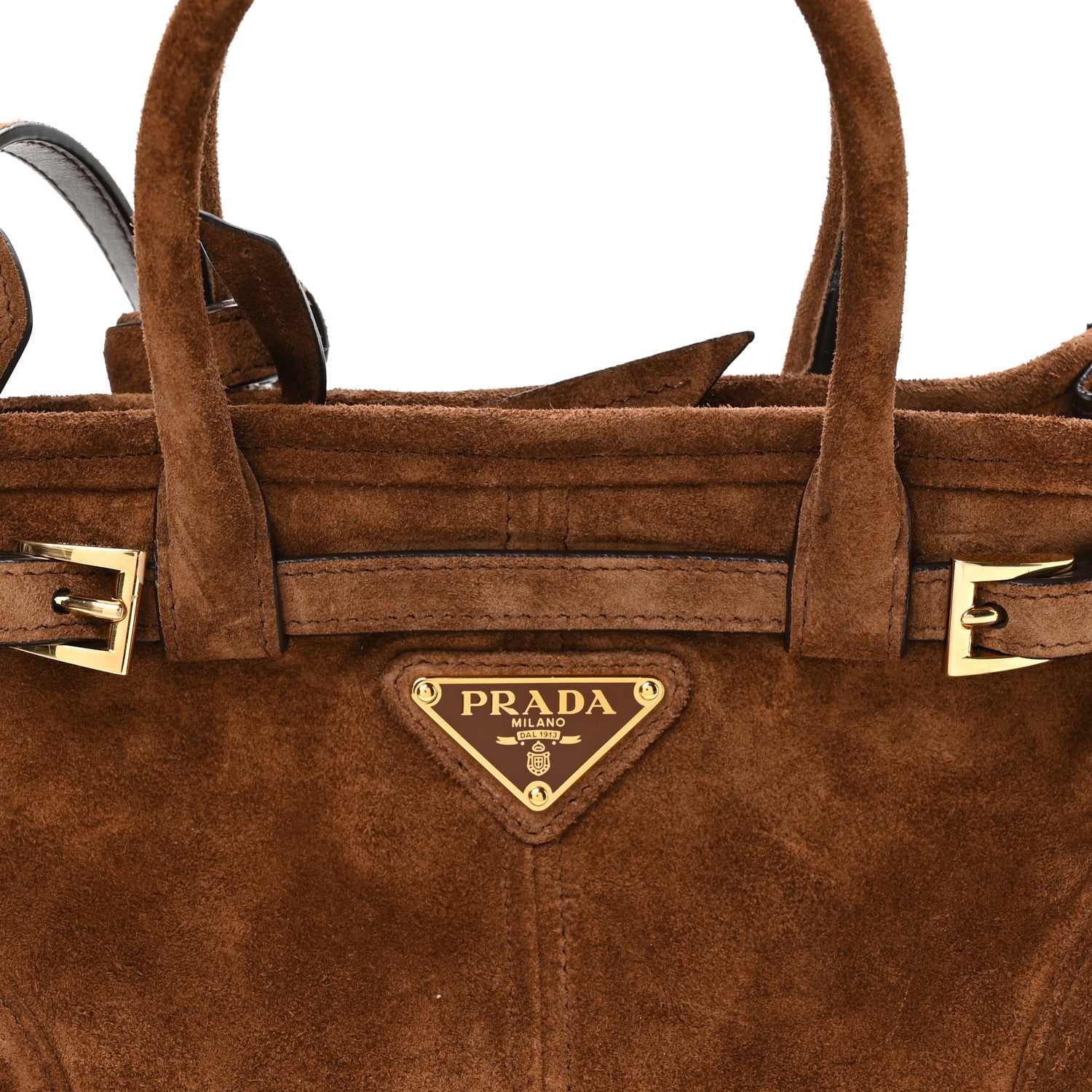 Prada Suede Triangle Mini Bonnie Shoulder Bag Cacao 8 of 11