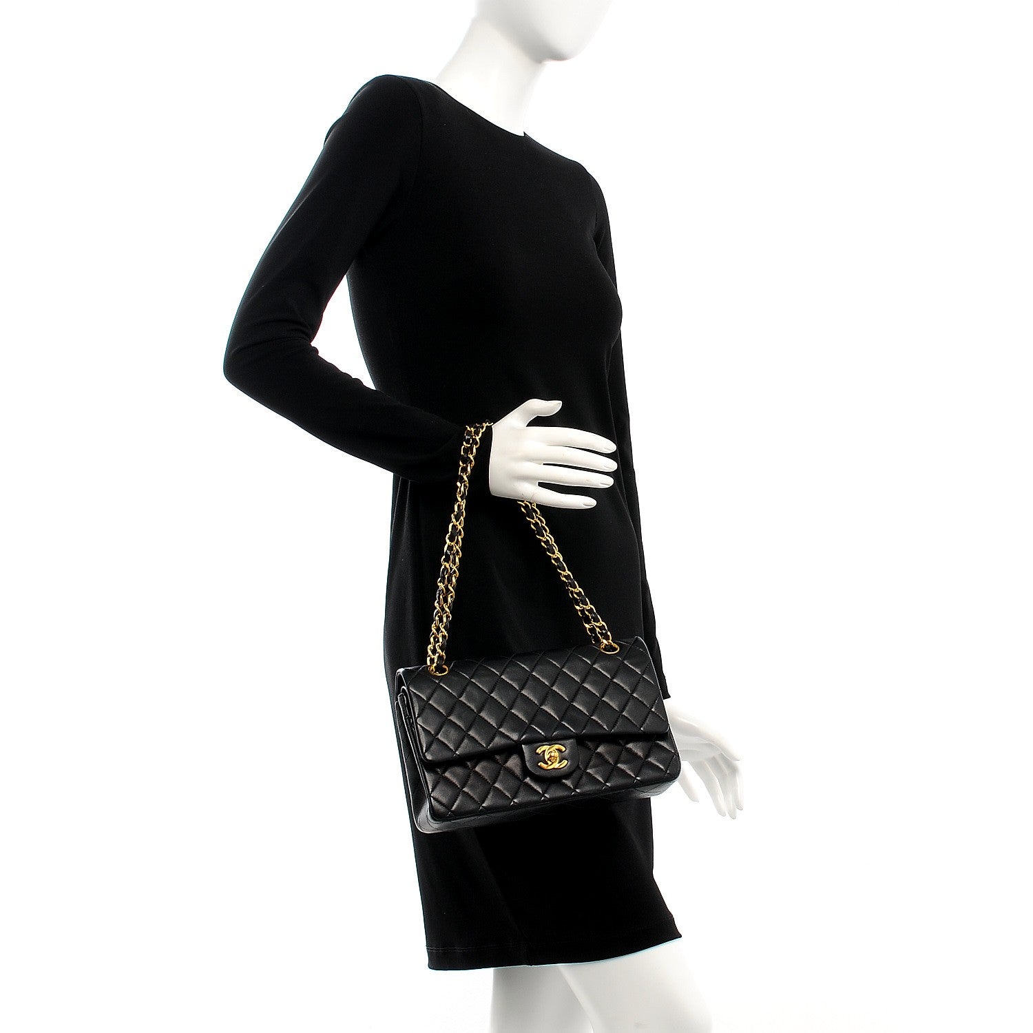 Chanel Lambskin Quilted Medium Double Flap Black 2 of 11