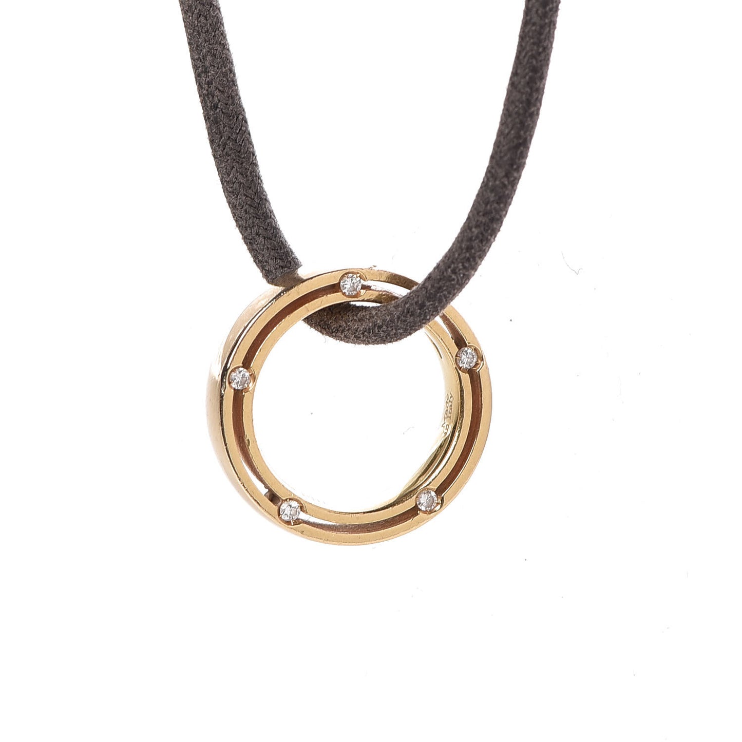 X BRAD PITT 18K Yellow Gold Cord 10 Diamonds D.Side Pendant Necklace