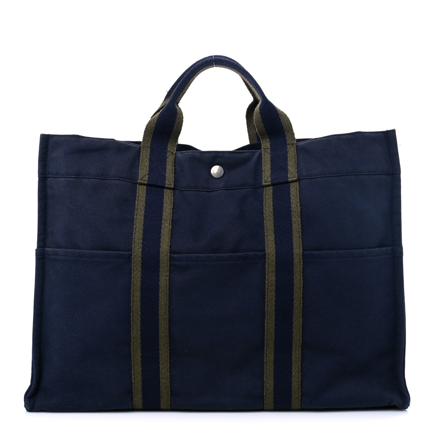 Hermes Canvas Herline GM Tote Navy 1 of 14