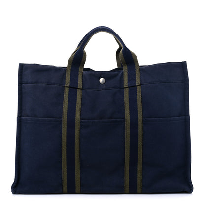 Hermes Canvas Herline GM Tote Navy 1 of 14