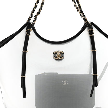 Chanel Mesh Calfskin Coco Beach Shopping Tote Black 8 of 11