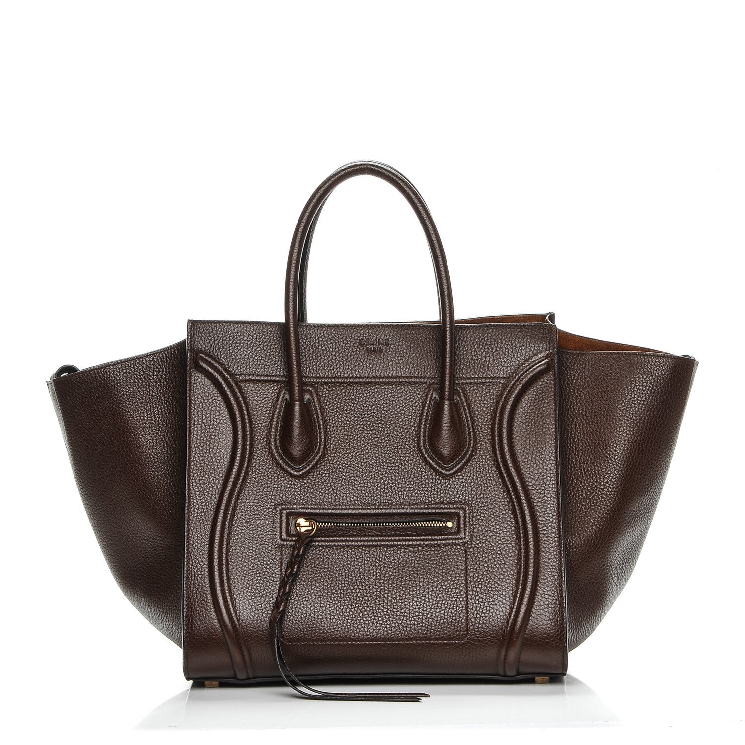Celine Shiny Grained Calfskin Medium Phantom Luggage Brown 1 of 7