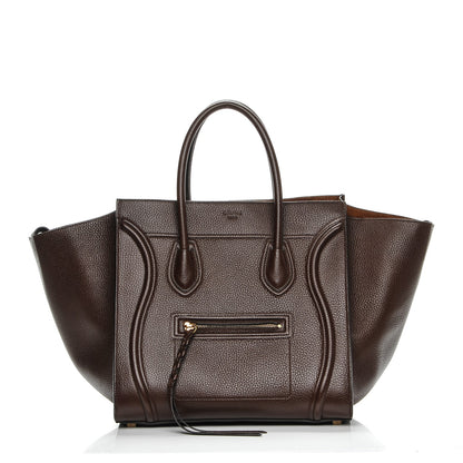 Celine Shiny Grained Calfskin Medium Phantom Luggage Brown 1 of 7