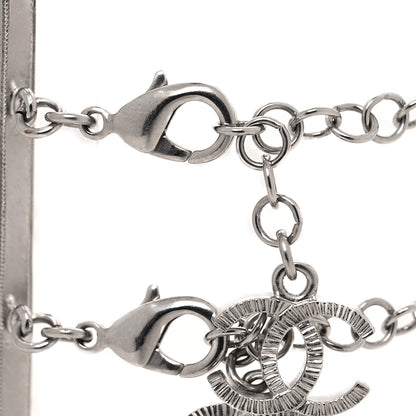 Chanel Translucent Resin Crystal CC Multi Strand Bracelet Silver 4 of 5
