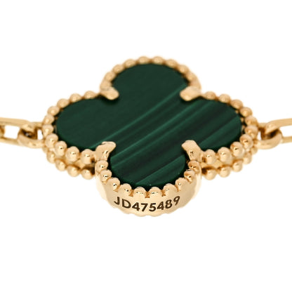Van Cleef & Arpels 18K Yellow Gold Malachite 5 Motifs Vintage Alhambra Bracelet 3 of 5