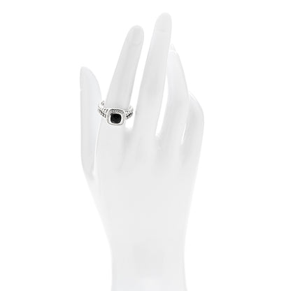 David Yurman Sterling Silver Diamond Black Onyx 7mm Petite Albion Ring  54 7 2 of 4