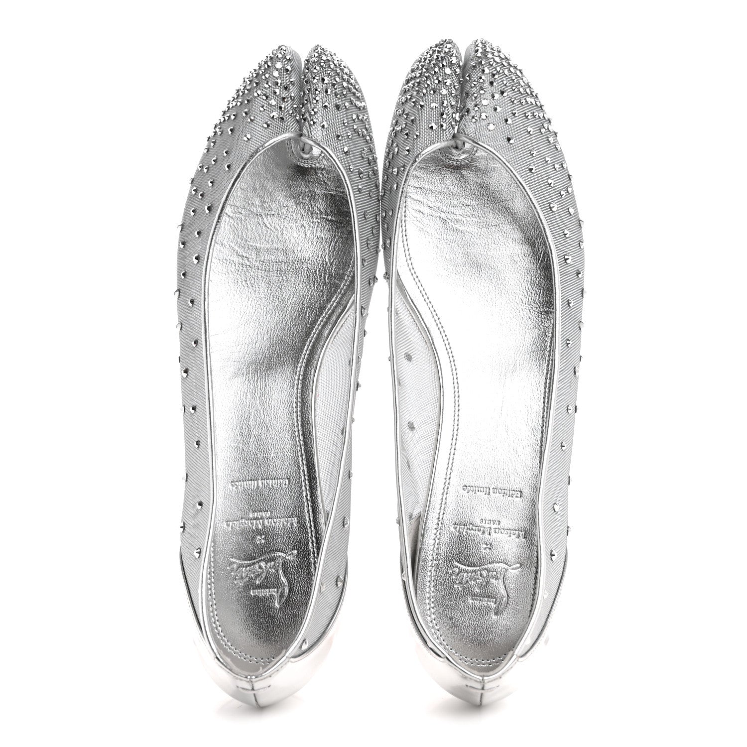 Christian Louboutin X MAISON MARGIELA Rete Glitter Specchio Marlougiela Strass Tabi Flats 40 Silver 2 of 9