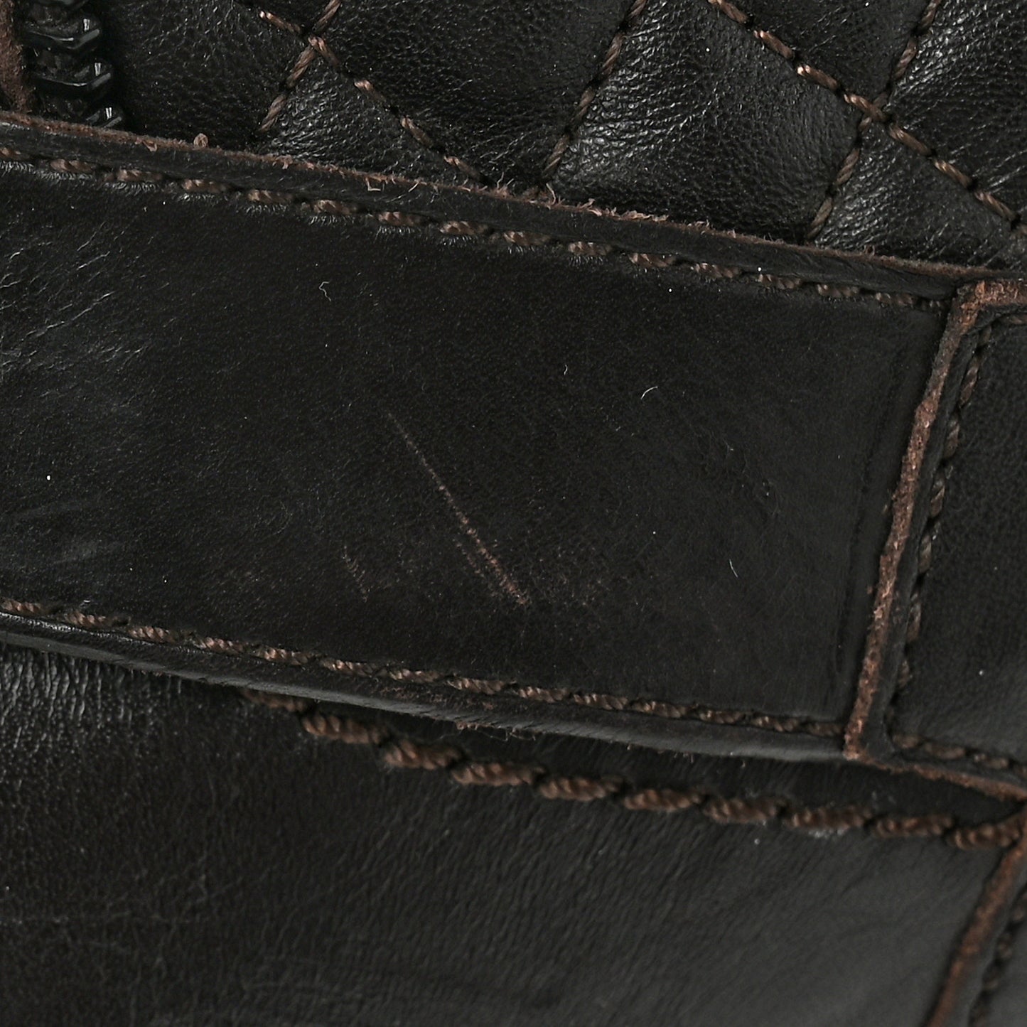 Calfskin Quilted Biker Boots 39 Brown