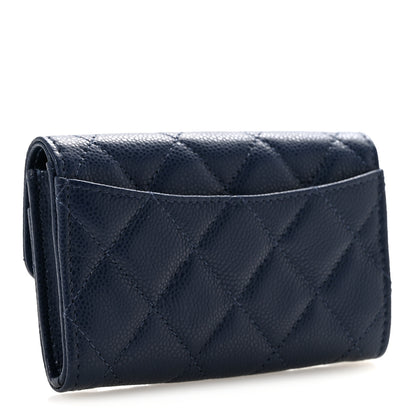 Chanel Caviar Quilted Flap Card Holder Wallet Navy Blue 3 of 9