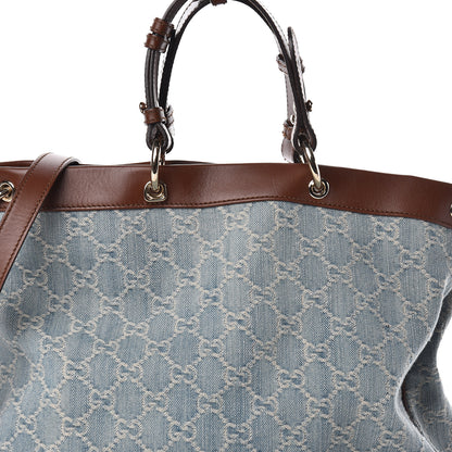 Gucci Denim Monogram Medium Valentine Top Handle Bag 8 of 10