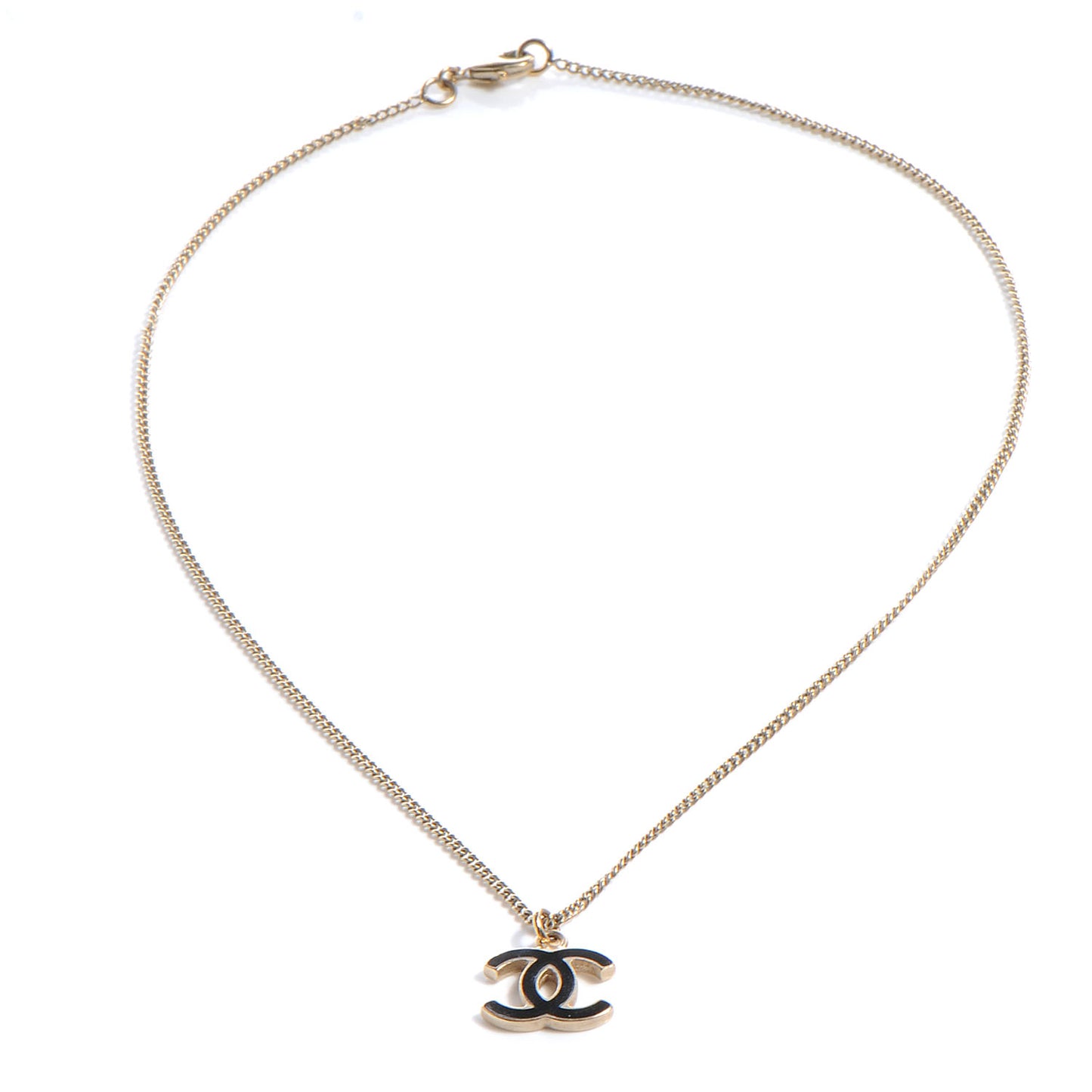 Enamel CC Necklace Black