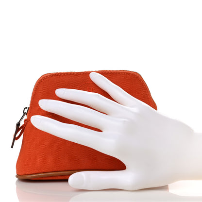 Hermes Cotton Canvas Mini Bolide Travel Cosmetic Pouch Feu 2 of 6