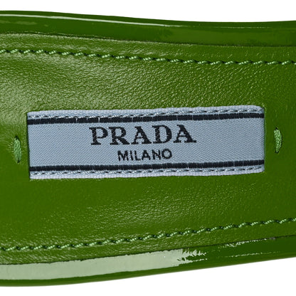 Prada Plexiglass Vernice Metal Triangle Logo 65mm Slide Sandals 38 Mela 6 of 7