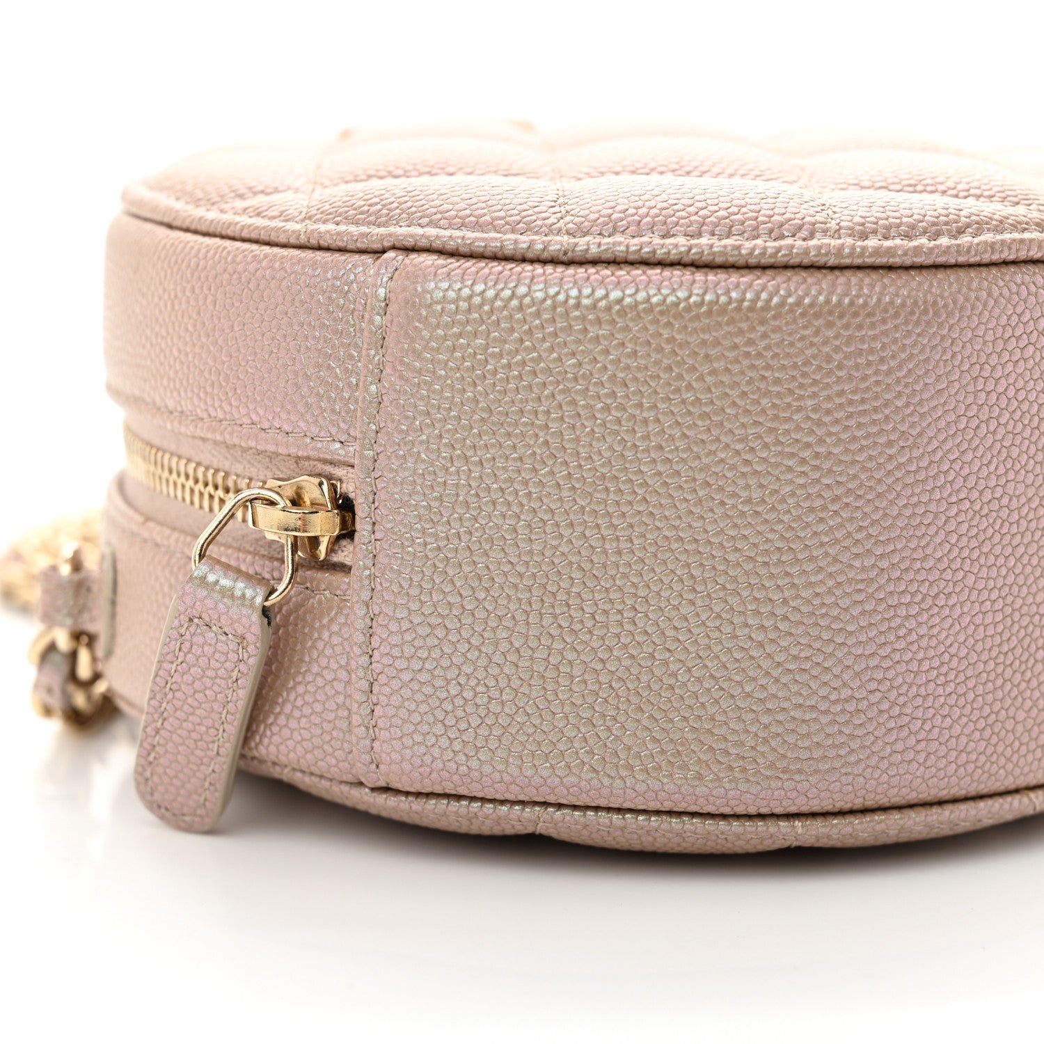 Chanel Iridescent Caviar Resin Quilted Round Clutch With Chain Beige 9 of 10