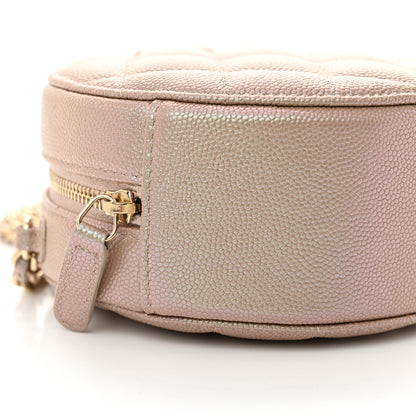 Chanel Iridescent Caviar Resin Quilted Round Clutch With Chain Beige 9 of 10