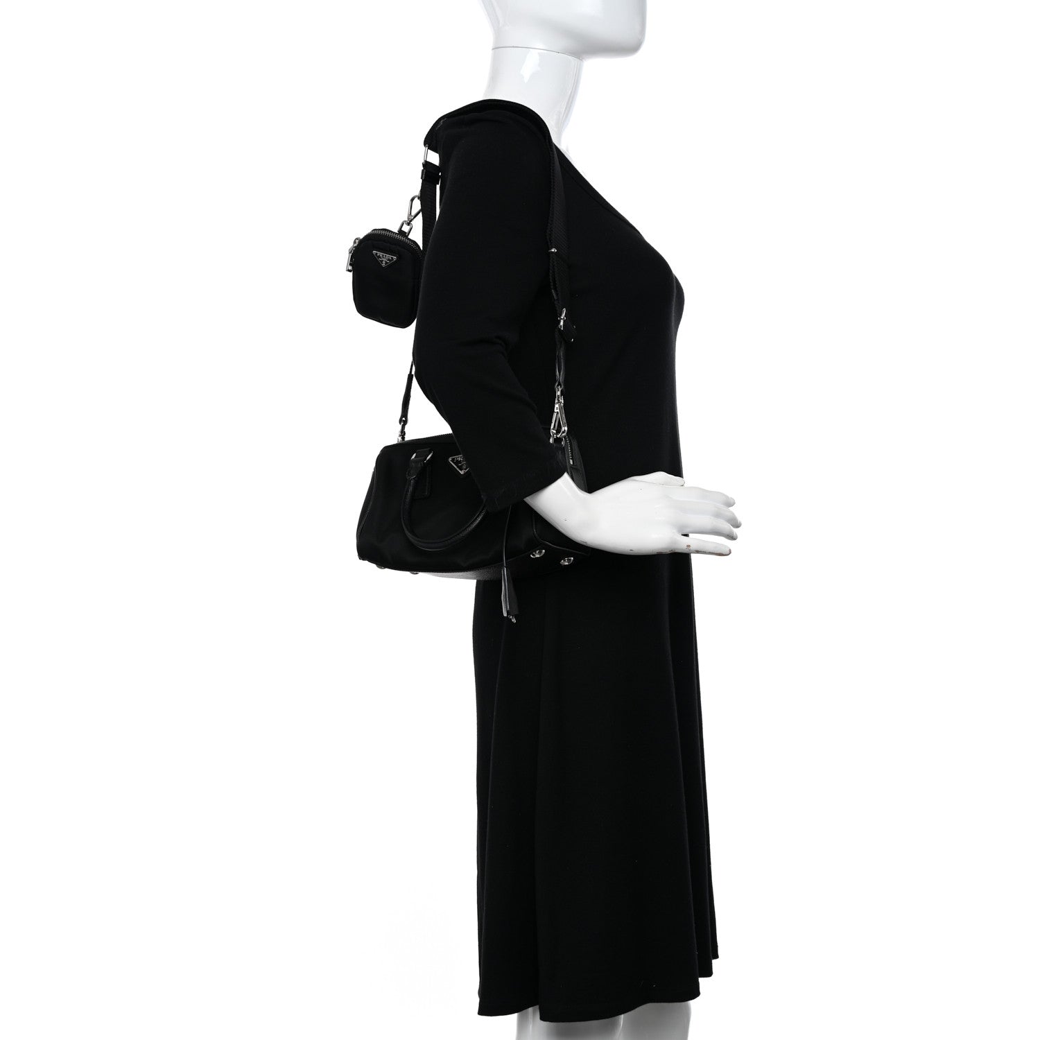 Prada Nylon Saffiano Re-Edition 2005 Top Handle Crossbody Bag Black 2 of 9