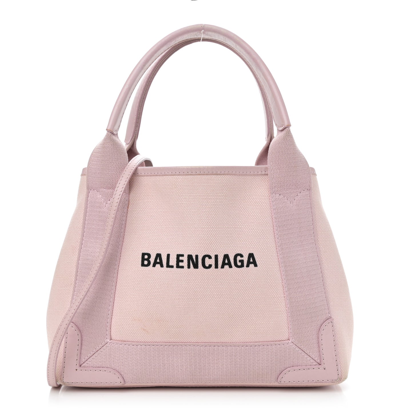 Cotton Canvas Satin Calfskin Navy Cabas XS Pink