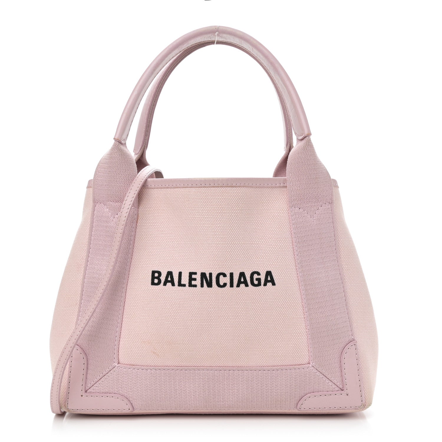 Balenciaga Cotton Canvas Satin Calfskin Navy Cabas XS Pink 1 of 14