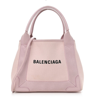 Balenciaga Cotton Canvas Satin Calfskin Navy Cabas XS Pink 1 of 14