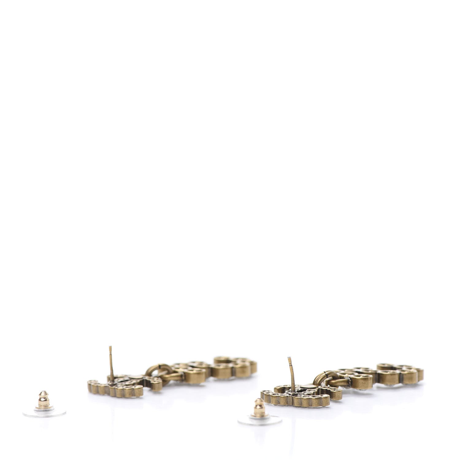 Chanel Metal Crystal City of Lights No 5 Drop Earrings Gold 3 of 5