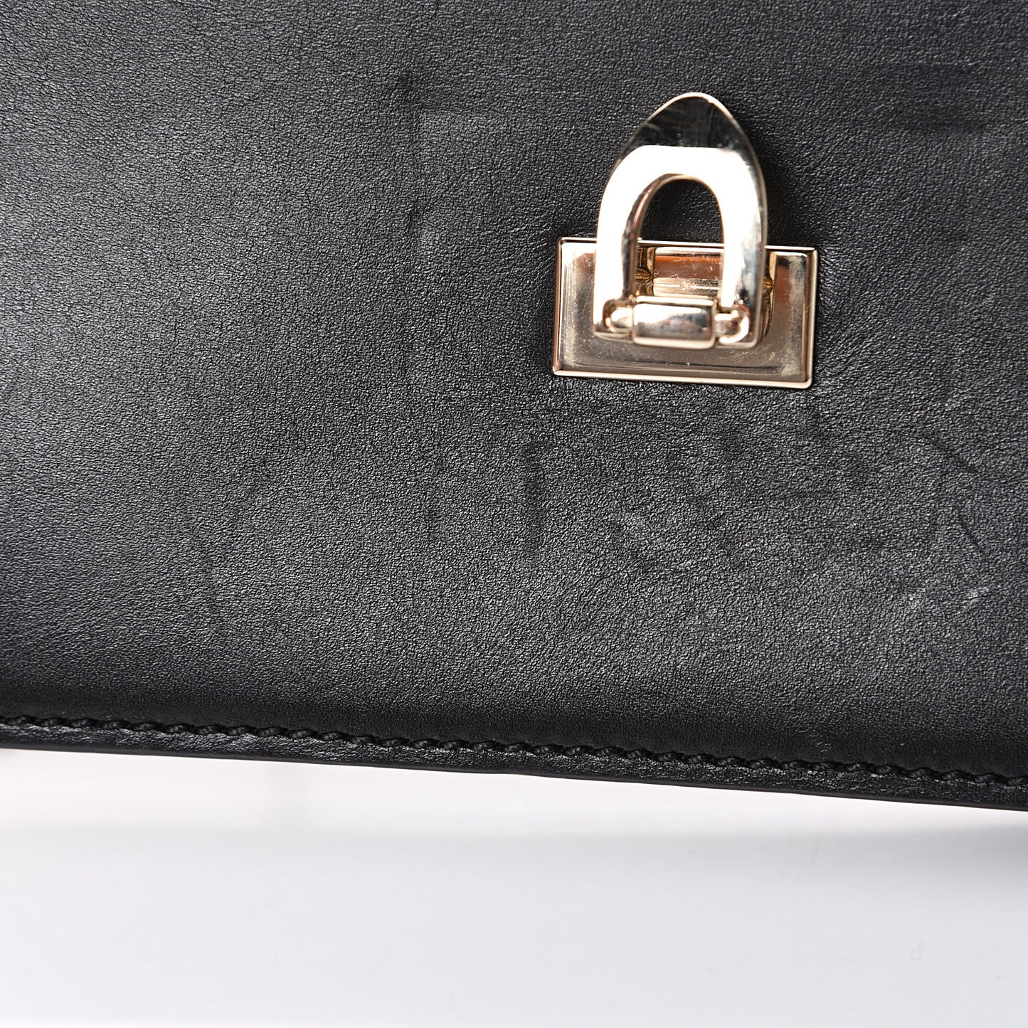 Calfskin Lipstick Small Rockstud Demilune Shoulder Bag Black