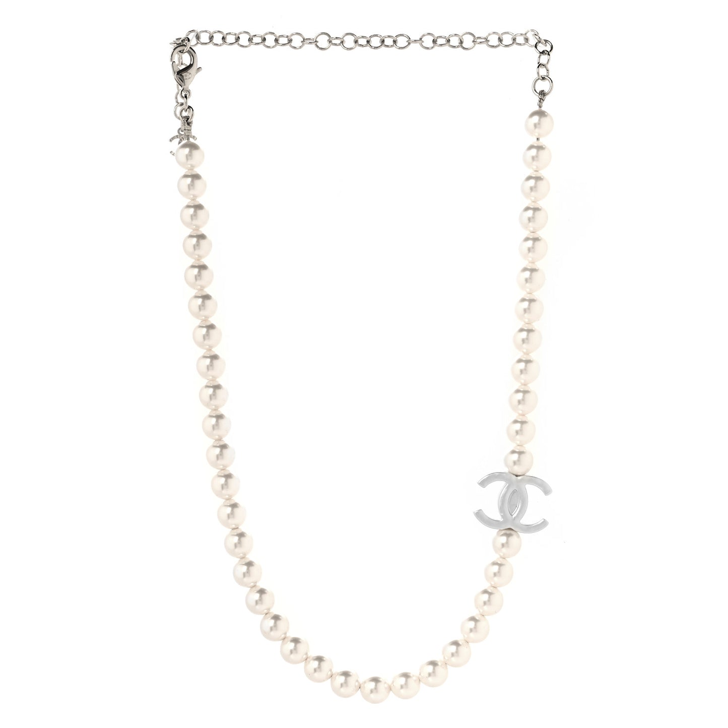 Pearl Resin CC Choker Necklace Pearly White Silver