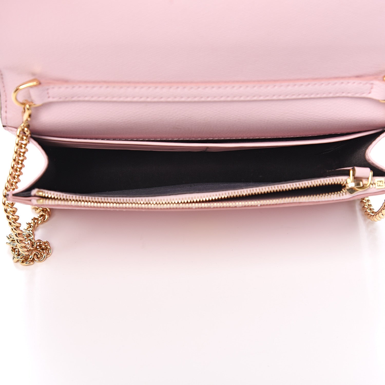Fendi Vitello Cruise F is Fendi FF 1974 Embossed Medium Envelope Wallet On Chain Maya Black Peonia 4 of 9
