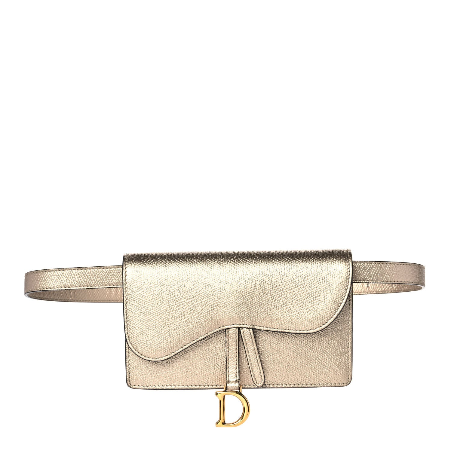 Christian Dior Metallic Grained Calfskin Saddle Belt Bag Gold 1 of 8