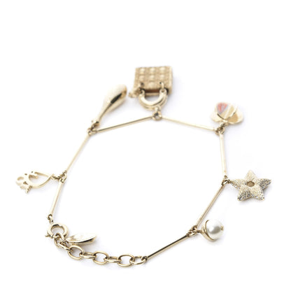 Christian Dior Crystal Pearl Charm Bracelet Gold 3 of 5
