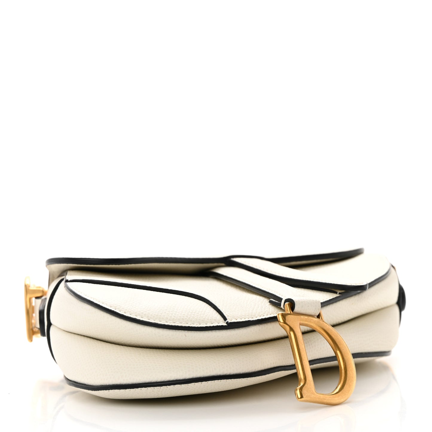 Grained Calfskin Mini Saddle Bag White