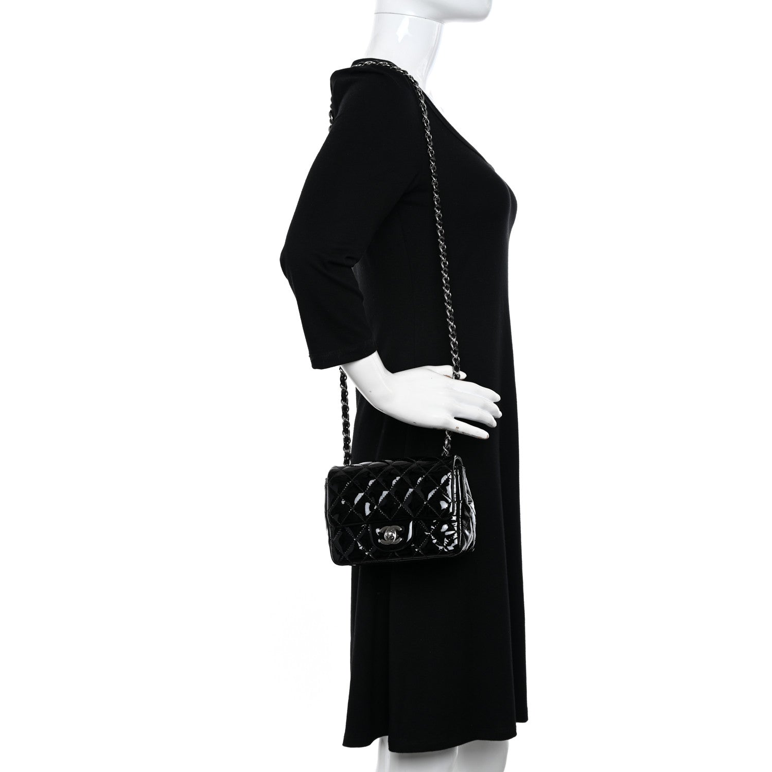 Chanel Patent Calfskin Quilted Mini Square Flap Black 2 of 10
