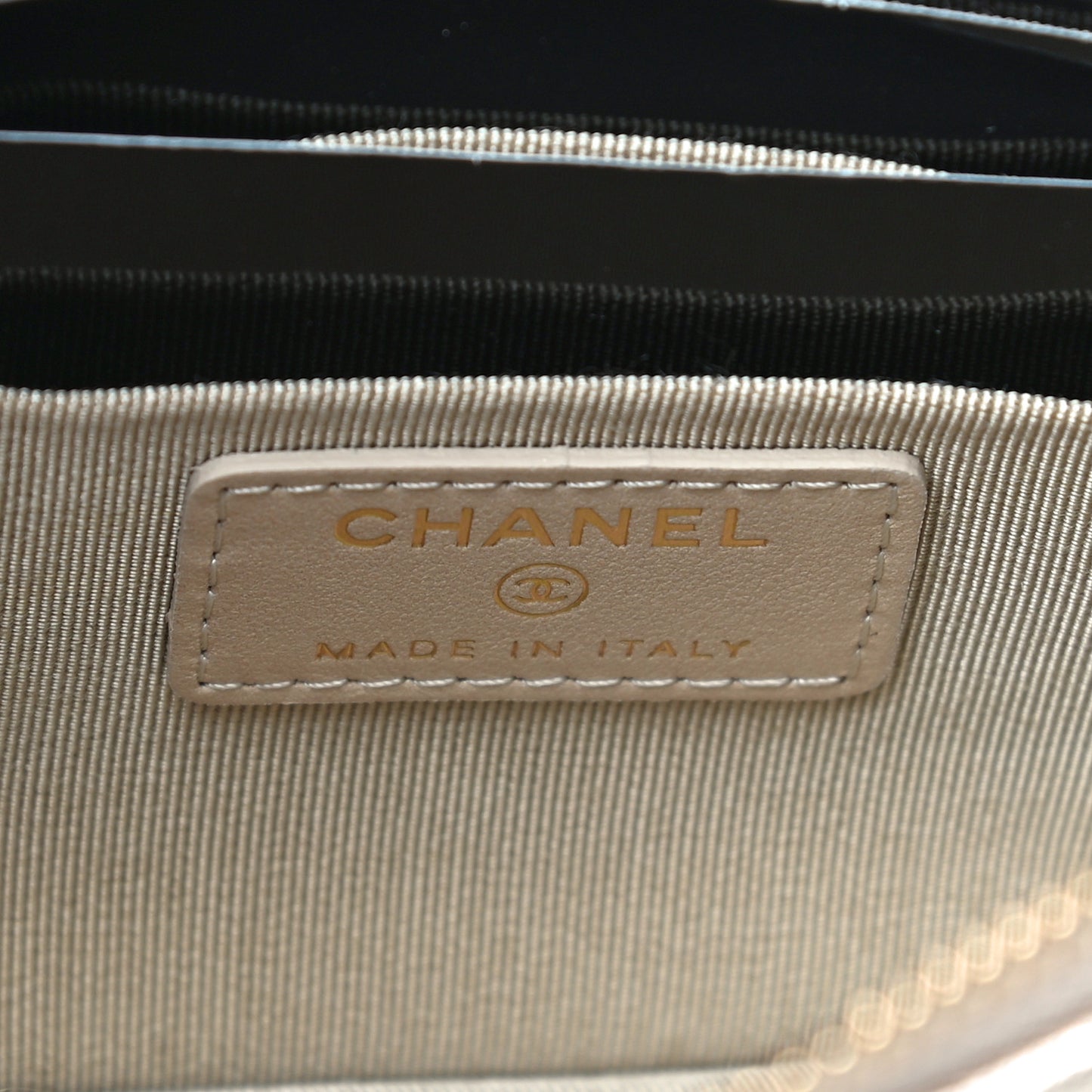 Metallic Lambskin Quilted Cosmetic Case Gold