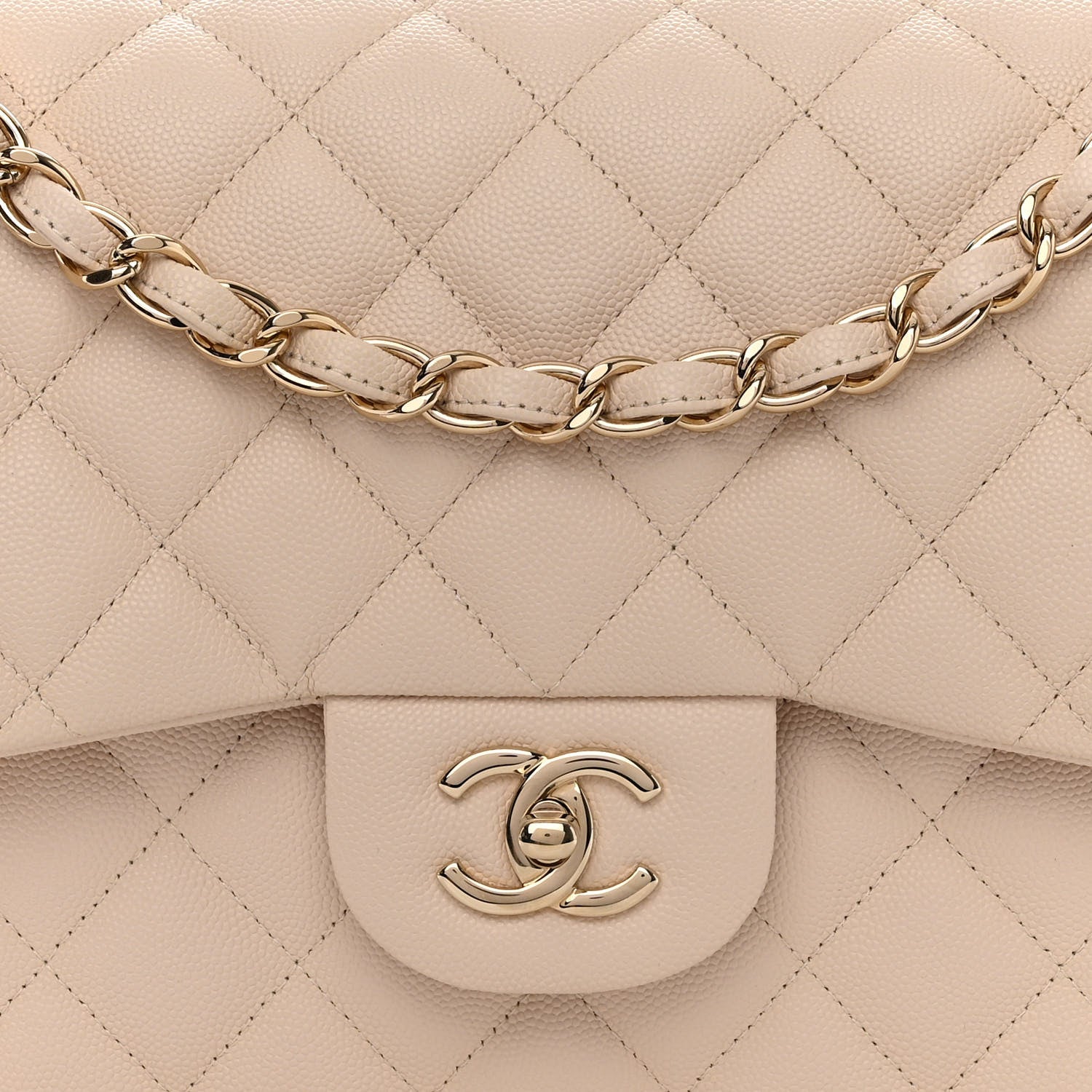 Chanel Caviar Quilted Jumbo Double Flap Light Beige 8 of 11