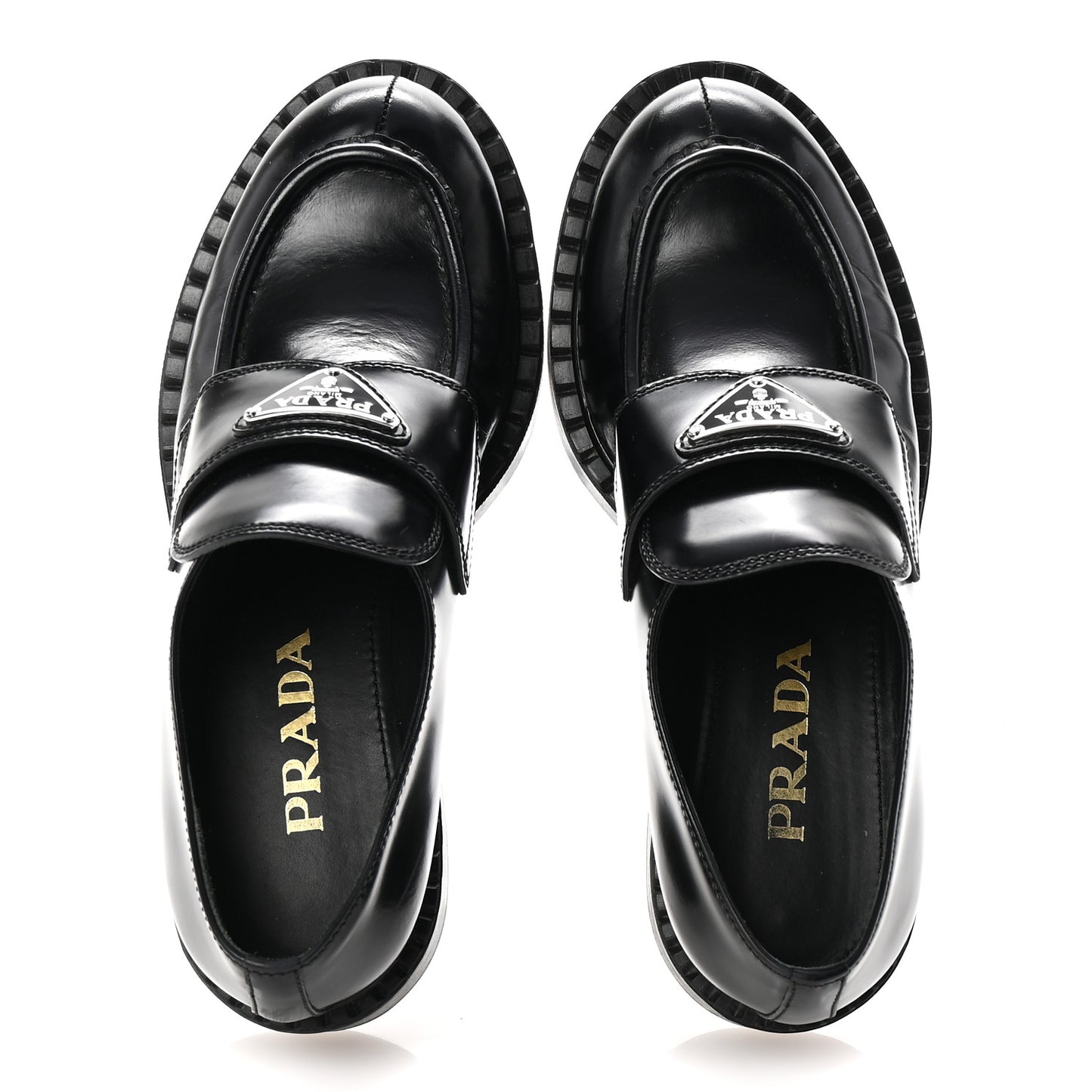Spazzolato Metal Triangle Logo 50mm Loafers 36 Black