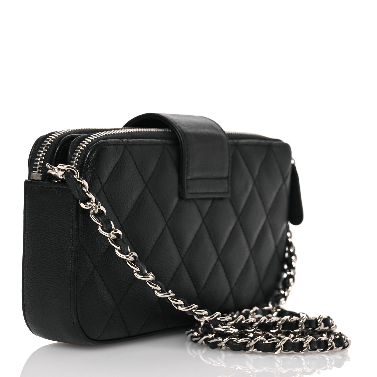 Chanel Goatskin Quilted CC Box Clutch With Chain Black 2 of 16
