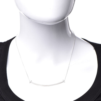 Tiffany 18K White Gold Diamond T Smile Pendant Necklace 2 of 9