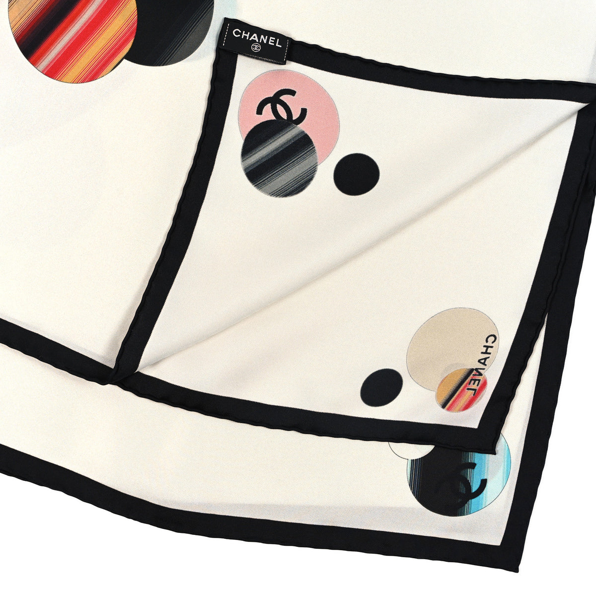 Silk CC Planet Scarf White Multicolor Black