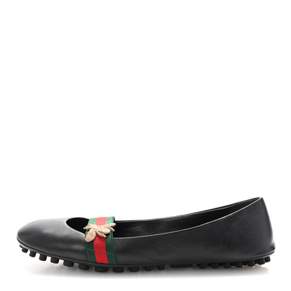 Gucci Calfskin Bayadere Bee Ballerina Flats 38.5 Black 1 of 10