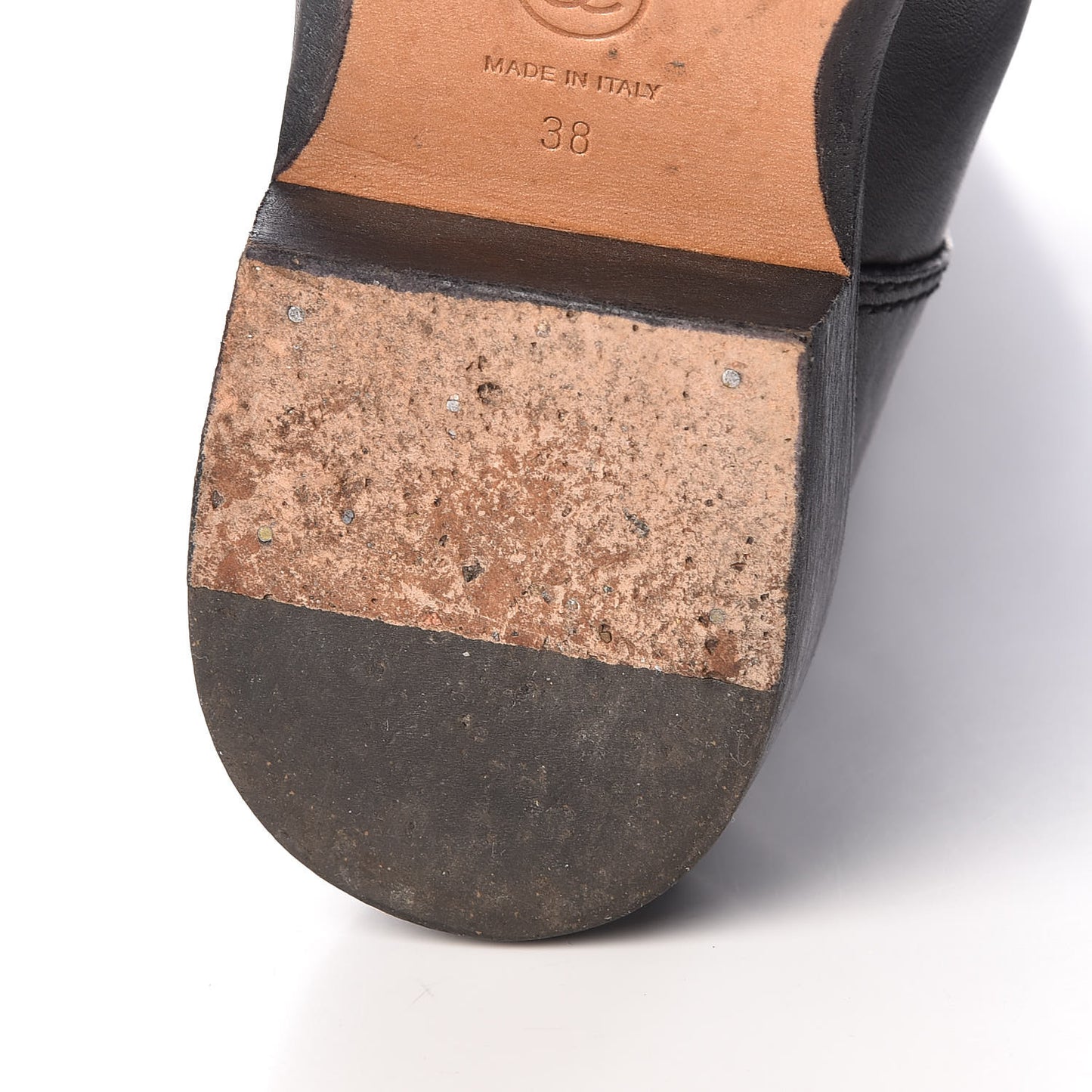Calfskin Logo Riding Boots 38 Black