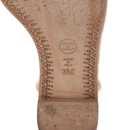 Chanel Kid Suede Crystal Dubai CC Thong Sandals 35 Beige 6 of 7