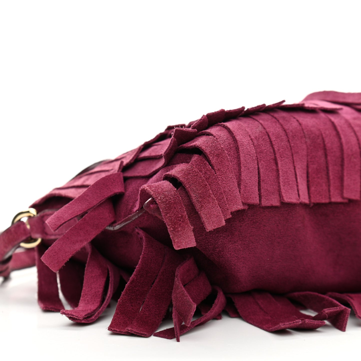 Suede Fringe Peyton Crossbody Clutch Bag Dark Plum