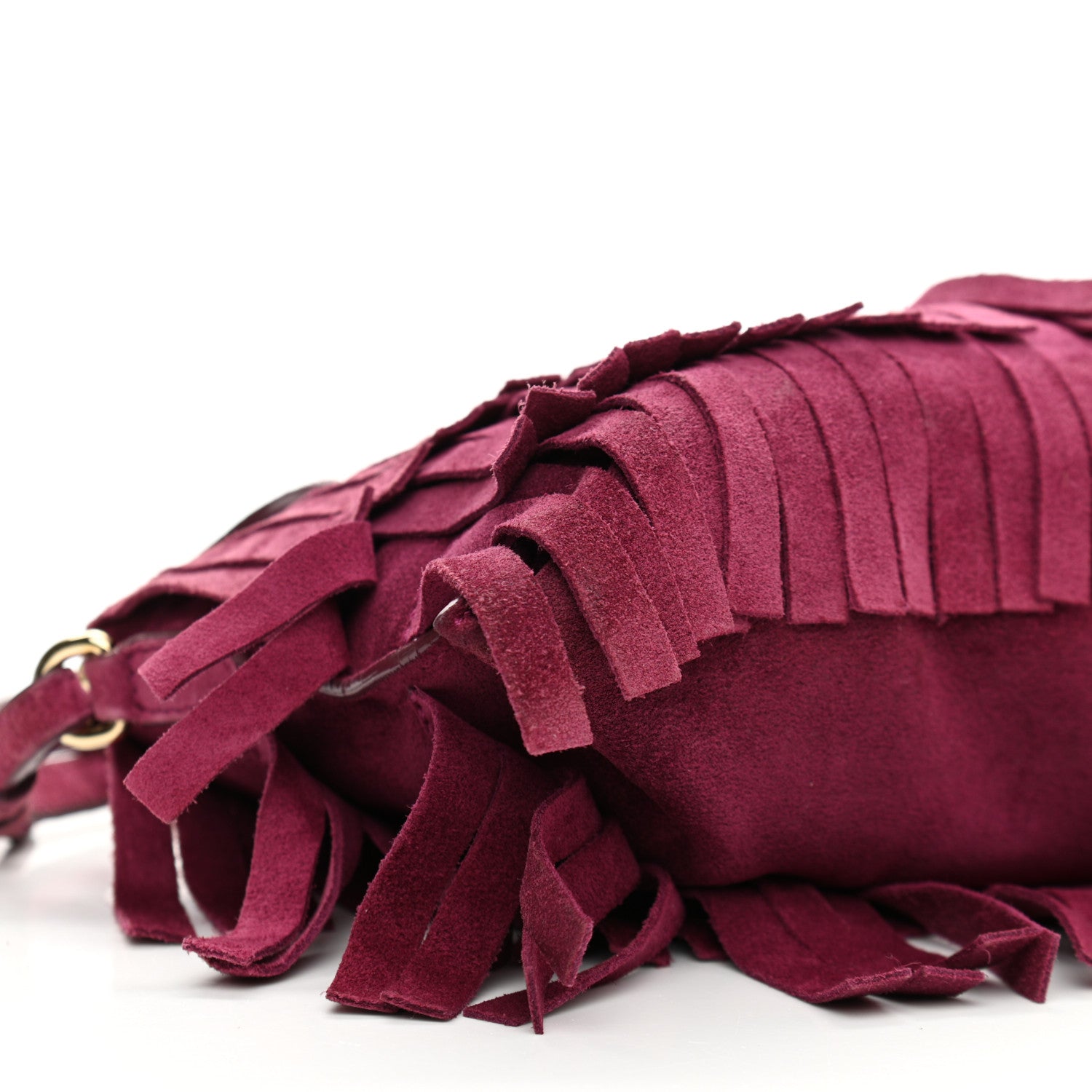 Burberry Suede Fringe Peyton Crossbody Clutch Bag Dark Plum 9 of 11